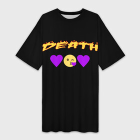 Платье-футболка 3D с принтом смерть сердечки ,  |  | dead | death | восторг | грусть | жизнь | искренность | любовь | печаль | поцелуй | пустота | радость | разбитое сердце | сердечки | сердце | фиолетовый