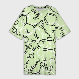 Платье-футболка 3D с принтом Химические соединения ,  |  | science | вещества | наука | студент | студенты | уравнения | ученые | формула | формулы | химик | химики | химия