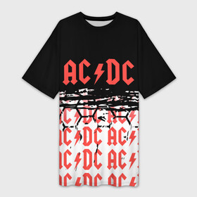 Платье-футболка 3D с принтом AC DC переменный ток ,  |  | ac dc | acdc | acdc live | back in black | epic | hard rock | hells bells | highway to hell | metallica | rock | shoot to thrill | thunderstruck | you shook me all night long