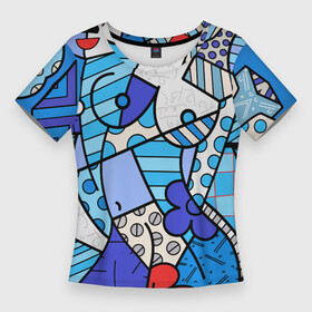 Женская футболка 3D Slim с принтом Romero Britto  sexy girls ,  |  | brazilian artist | bright colors | cubism | emoji | graffiti | pop art | romero britto | бразильский художник | граффити | кубизм | ромеро бритто | эмодзи | яркие цвета