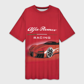 Платье-футболка 3D с принтом Alfa Romeo  red dream ,  |  | alfa romeo | car | italy | motorsport | power | prestige | racing | team | автомобиль | автоспорт | альфа ромео | гонка | италия