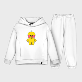 Детский костюм хлопок Oversize с принтом Уточка Lalafanfan   Лалафанфан ,  |  | baby | bird | chick | chicken | cute | duck | kawaii | lala | lalafanfan | lalafanfan duck | детеныш | каваи | лалафанфан | малышам | милые создания | няшный | птенец | птенчик | птица | птичка | утка | уточка | уточка lala | цыпленок | яп