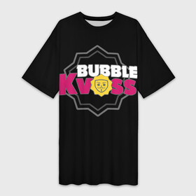 Платье-футболка 3D с принтом Bubble Kvass  emblem ,  |  | computer game | meme | memes | mobile | parody | бабл квас | компьютерная игра | мемная | мемы | мобильная | пародия