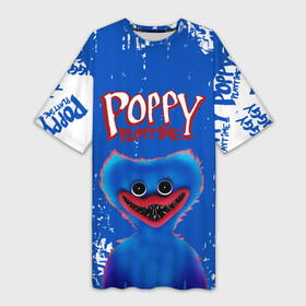 Платье-футболка 3D с принтом Poppy Playtime (поппи плейтайм) хагги вагги ,  |  | huggy wuggy | poppy playtime | игра | кукла | монстр | плэйтайм | поппи плейтайм | хагги вагги | хоррор