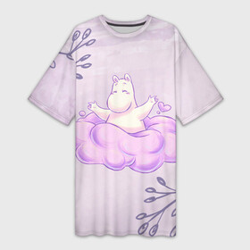 Платье-футболка 3D с принтом Муми тролль и счастливое облако ,  |  | moomin | муми | муми тролли | тролли | тролль