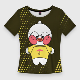 Женская футболка 3D Slim с принтом LALAFANFAN  ЗОНТИК  Абстракция ,  |  | duck | fanfan | lala | lalafanfan | зонтик | игрушка | корейская | лала | лалафанфан | малыш | милота | мягкая | плюшевая | полутона | утенок | утка | уточка | фанфан