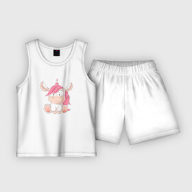 Детская пижама с шортами хлопок с принтом Маленький единорог ,  |  | Тематика изображения на принте: детский | единорог | милый | пони | радужный