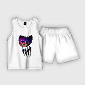 Детская пижама с шортами хлопок с принтом Хаги Вагги Царапины ,  |  | huggy monster run | wuggy | жесть | зубы | игра | когти | ночь | хоррор | царапины
