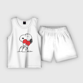 Детская пижама с шортами хлопок с принтом Моё сердечко ,  |  | Тематика изображения на принте: друг | любовь | обнимашки | сердечко | щенок