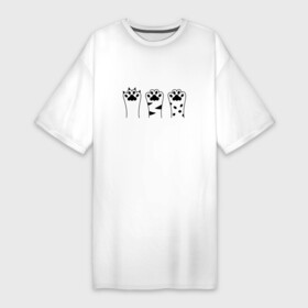 Платье-футболка хлопок с принтом 3 Кошачьи лапки ,  |  | абрис | животное | животные | забавные | когти | контур | кот | котенок | коты | котята | кошка | кошки | лапки | лапы | милый | набор | обводка | паттерн | пушистый | пятна | пятнистый | пятно | рисунок
