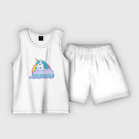 Детская пижама с шортами хлопок с принтом unicornis супер 001 ,  |  | rainbow | unicornis | единорог | лошадка | любовь | облака | пони | радуга
