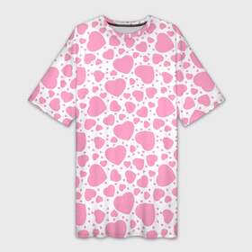 Платье-футболка 3D с принтом Розовые Сердечки (LOVE) ,  |  | love | амур | афродита | валентинка | влюбленность | вторая половинка | д | день святого валентина | купидон | любовь | нежность | отношения | подарок любви | поцелуй | праздник любви | розы | романтика