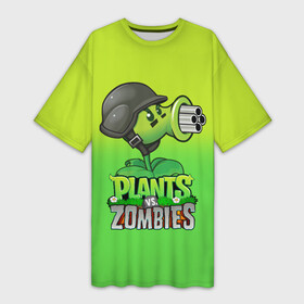 Платье-футболка 3D с принтом Plants vs. Zombies  Горохомёт ,  |  | plants vs zombies | зомби | игра | компьютерная игра | против | растения | растения против зомби