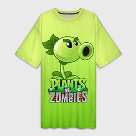 Платье-футболка 3D с принтом Plants vs. Zombies  Горохострел ,  |  | plants vs zombies | горохострел | зомби | игра | компьютерная игра | против | растения | растения против зомби