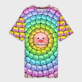 Платье-футболка 3D с принтом Psychedelic Lalafanfan ,  |  | fanfan | lala | lalafanfan | абстракция | лалафанфан | психоделика | утёнок | утка | уточка | утя