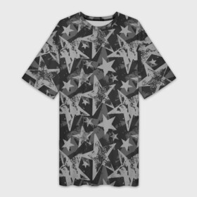 Платье-футболка 3D с принтом Gray Star ,  |  | camouflage | gray | military | star | звезда | камок | камуфляж | серый