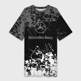 Платье-футболка 3D с принтом Mercedes Benz Брызги красок. ,  |  | amg | mercedes | mercedesamg gt | sport | амг | мерседес | мерседесбенц амг | спорт