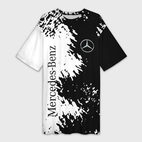 Платье-футболка 3D с принтом Mercedes Benz: Black  White ,  |  | amg | mercedes | mercedesamg gt | sport | амг | мерседес | мерседесбенц амг | спорт