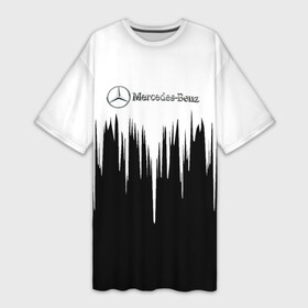 Платье-футболка 3D с принтом Mercedes Benz: White. ,  |  | amg | mercedes | mercedesamg gt | sport | амг | мерседес | мерседесбенц амг | спорт