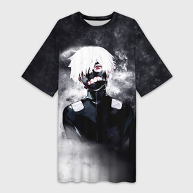 Платье-футболка 3D с принтом Токийский Гуль в Дыму  Tokyo Ghoul Smoke ,  |  | anime | dead inside | ghoul | japan | kaneki | ken | smoke | tokyo | аниме | анимэ | гранж | гуль | дед | дым | инсайд | канеки | кен | молния | мульт | надпись | полосы | потертости | самурай | символ | тамура | токио | узоры | япония