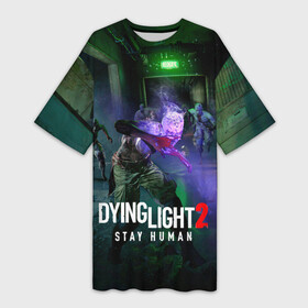 Платье-футболка 3D с принтом Dying Light: Stay Human  логово зомби ,  |  | art | dying | game | horror | human | light | stay | survival | zombie | арт | выживалка | зомби | игра | паркур | хоррор