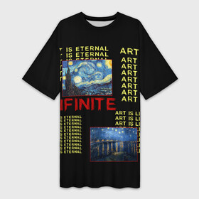 Платье-футболка 3D с принтом Ван Гог  Infinite ,  |  | art | арт | ван гог | искусство | мода | надписи