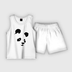 Детская пижама с шортами хлопок с принтом Прикольная милая панда ,  |  | Тематика изображения на принте: bear | ears | eyes | muzzle | panda | глаза | медведь | мордочка | панда | уши