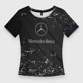 Женская футболка 3D Slim с принтом Mercedes Benz штрихи black ,  |  | amg | mercedes | mercedesamg gt | sport | амг | мерседес | мерседесбенц амг | спорт