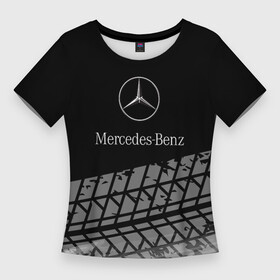 Женская футболка 3D Slim с принтом Mercedes Benz шины ,  |  | amg | mercedes | mercedesamg gt | sport | амг | мерседес | мерседесбенц амг | спорт