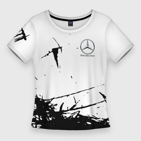 Женская футболка 3D Slim с принтом Mercedes текстура ,  |  | amg | mercedes | mercedesamg gt | sport | амг | мерседес | мерседесбенц амг | спорт