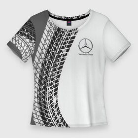 Женская футболка 3D Slim с принтом Mercedes Benz дрифт ,  |  | amg | mercedes | mercedesamg gt | sport | амг | мерседес | мерседесбенц амг | спорт