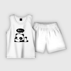 Детская пижама с шортами хлопок с принтом Маленький прикольный медвежонок ,  |  | Тематика изображения на принте: muzzle | panda | paws | teddy bear | лапы | медвежонок | мордочка | панда