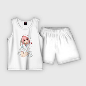 Детская пижама с шортами хлопок с принтом Furry anime ,  |  | Тематика изображения на принте: anime | ears | eyes | furry | girl | hare | аниме | глаза | девочка | заяц | уши | фурри