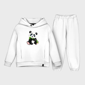 Детский костюм хлопок Oversize с принтом Забавный медвежонок Панда ,  |  | bamboo | claws | cutie | ears | eyes | muzzle | nose | panda | paws | teddy bear | бамбук | глаза | когти | лапы | медвежонок | милашка | мордочка | нос | панда