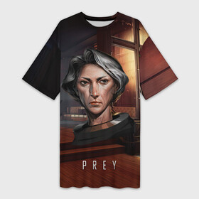 Платье-футболка 3D с принтом PREY woman ,  |  | horror | prey | space | космический корабль | космос | прей | прэй | страшная игра | ужастик | шутер