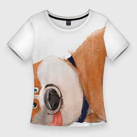 Женская футболка 3D Slim с принтом Забавный корги ,  |  | corgi | dogs | вельш корги | животные | корги | собака