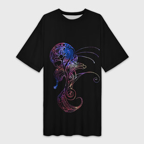 Платье-футболка 3D с принтом Alien Plant B 01 ,  |  | alien | lace | nebula | plant | кружево | растение | туманность | чужой