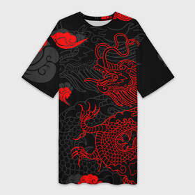 Платье-футболка 3D с принтом Дракон  Китайский дракон ,  |  | Тематика изображения на принте: chinese dragon | dhina dragon | dragon | азиатский дракон | восточный дракон | дракон | китайские драконы | китайский дракон | красный дракон | облака | традиционный китайский дракон | японский дракон