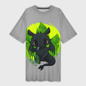 Платье-футболка 3D с принтом малыш Беззубик в джунглях ,  |  | how to train your dragon | беззубик | дракон | как приручить дракона | ночная фурия | скандинавия
