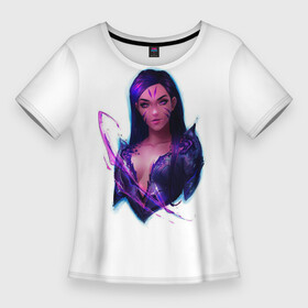 Женская футболка 3D Slim с принтом Kai sa ,  |  | Тематика изображения на принте: kda | lol | riot games | броня | красотка | стрелок