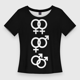 Женская футболка 3D Slim с принтом Знаки Марса и Венеры ,  |  | female symbol | free | homo | love | male symbol | mars and venus signs | nontraditional | знаки марса и венеры | любовь | не традиционная | свободная