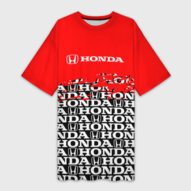 Платье-футболка 3D с принтом [Honda]  Pattern ,  |  | honda | sport | авто | автомобиль | бренд | марка | спорт | хонда