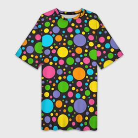 Платье-футболка 3D с принтом Радужный горошек ,  |  | абстракция | горошек | круги | кружки | радуга | радужный | точки