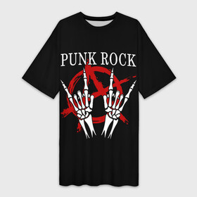 Платье-футболка 3D с принтом Punk Rock (Панки Хой) ,  |  | dead kennedys | exploited | fpg | punks not dead | анархия | гаражный рок | гитара | гражданская оборона | гранж | ирокез | король и шут | металл | музыка | наив | панк рок | пурген | рок музыка | рокер | рокнролл