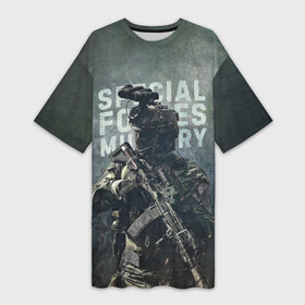 Платье-футболка 3D с принтом Special forces military ,  |  | 23 февраля | army | military | soldier | армия | военные | военый | войска | день защитника отечества | милитари | солдат | солдаты | спецназ