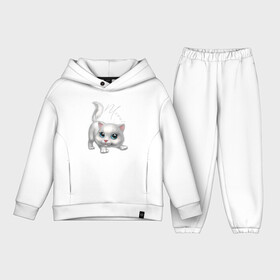 Детский костюм хлопок Oversize с принтом Маленькая прелестная кошечка ,  |  | cat | cutie | ears | eyes | kitten | muzzle | paws | tail | глаза | кот | котёнок | кошка | лапы | милашка | мордочка | уши | хвост