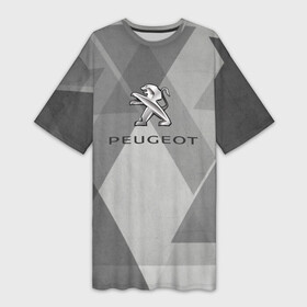 Платье-футболка 3D с принтом Peugeot много оттенков серого ,  |  | auto | peugeot | авто | автомобиль | бренд | марка | машины | пежо