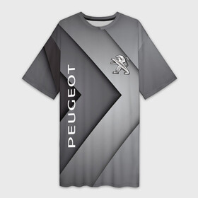 Платье-футболка 3D с принтом Peugeot geometry ,  |  | auto | peugeot | авто | автомобиль | бренд | марка | машины | пежо