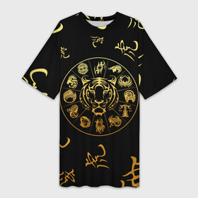 Платье-футболка 3D с принтом Знаки зодиака  Год Тигра ,  |  | 2022 | amur tiger | beast | fangs | predator | stars | stern grin | tiger | year of the tiger | zodiac | амурский тигр | астрология | год тигра | гороскоп | гороскопы | зверь | зз | знаки зодиака | зодиак | клыки | овен | подарок | снег