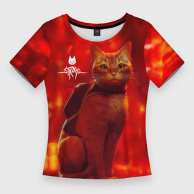 Женская футболка 3D Slim с принтом The Stray  Кот бродяга в огненных тонах ,  |  | b 12 | cat | kitty | stray | б 12 | бродяга | бэ 12 | кот | стрей | стрэй